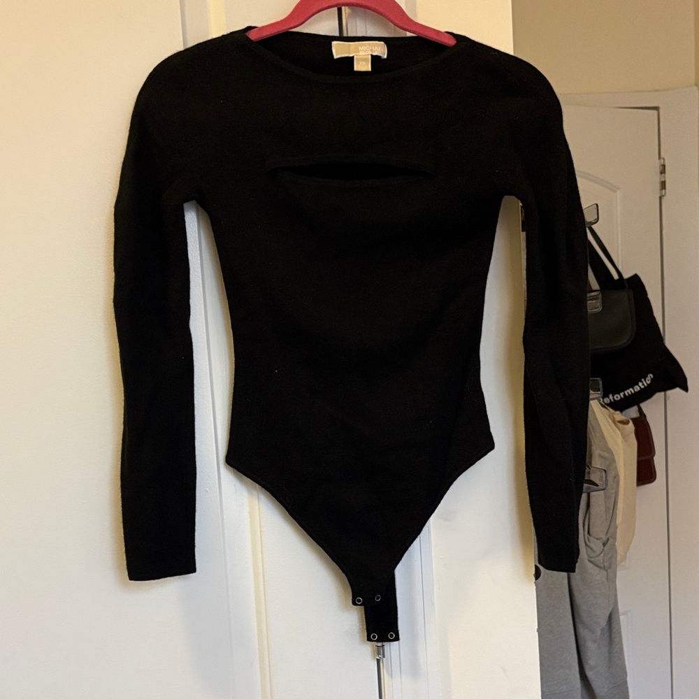 Michael Kors Black Long Sleeve Bodysuit